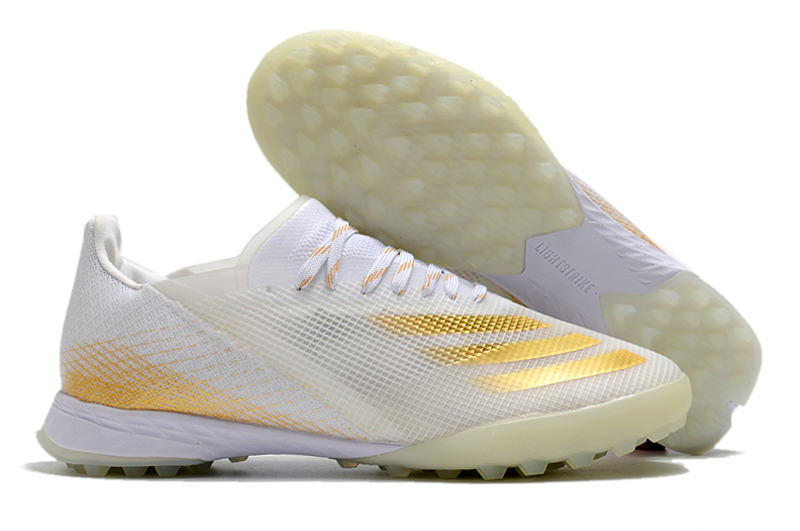 Adidas X Ghosted .1 TF - White Metallic Gold Melange Silver Metallic | High-Performance Soccer Shoes