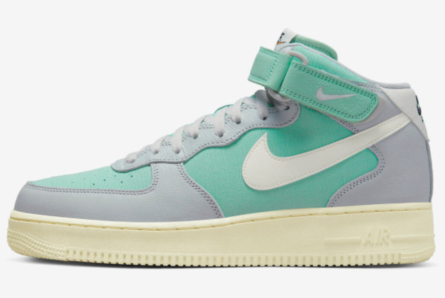 Nike Air Force 1 Mid 'Certified Fresh' Grey Fog/Sail-Enamel Green-Alpha Orange DQ8766-002 - Trendy and Stylish Footwear