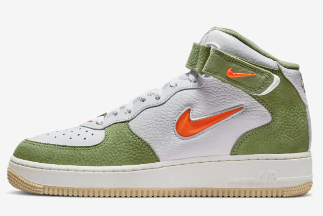 Nike Air Force 1 Mid White/Olive Green-Orange DQ3505-100 - Stylish and Versatile Sneakers