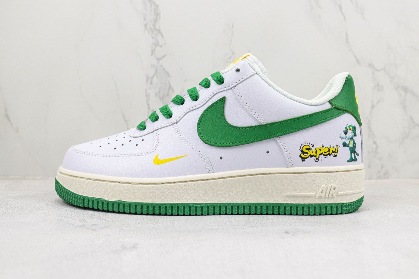 Nike Air Force 1 07 Low White Green Yellow BS9055-721 - Premium Sneakers