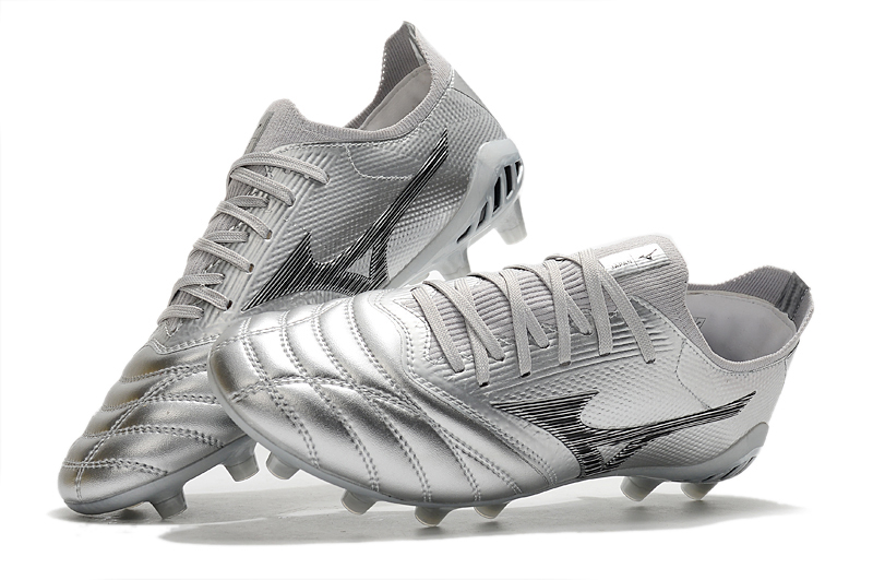 Mizuno Morelia Neo III Made in Japan FG DNA - Silver Black Cool Grey | Ultimate Football Boots