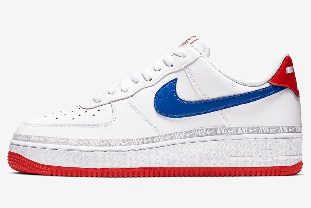 Nike Air Force 1 Low CD7339-100: White/Red/Blue Overbranding