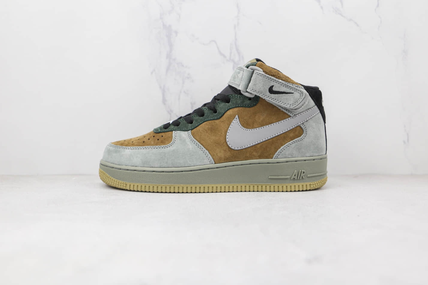 Nike Air Force 1 07 Mid Dark Gray Green Brown Reflective Silver CQ5059-103 - Stylish and Versatile Sneakers