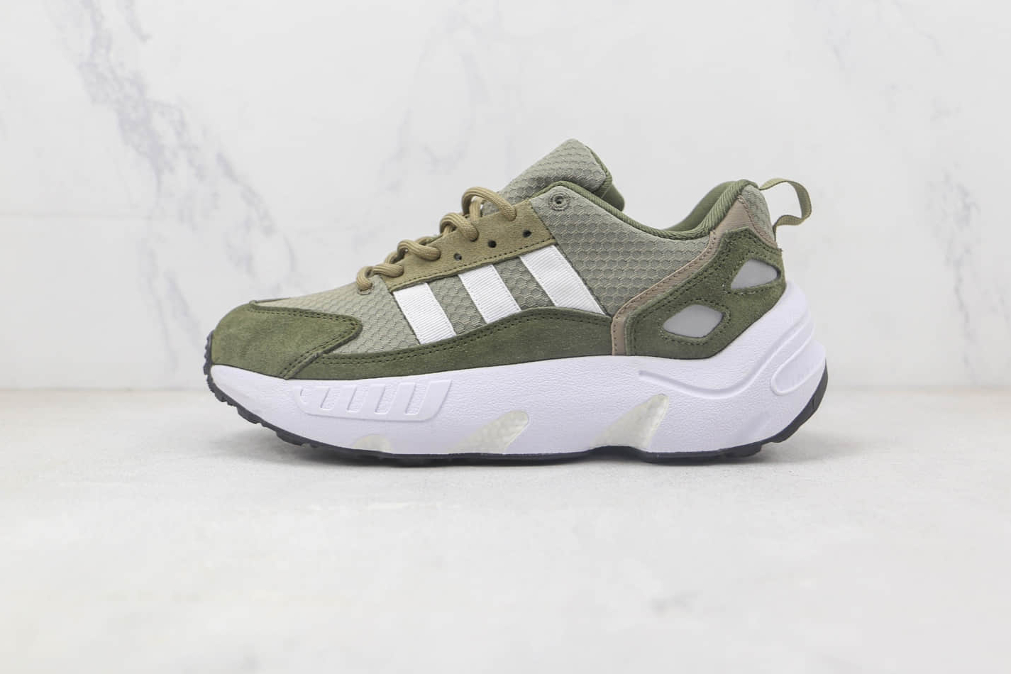 Adidas ZX 22 BOOST Orbit Green - Cloud White and Olive Colors GX2040