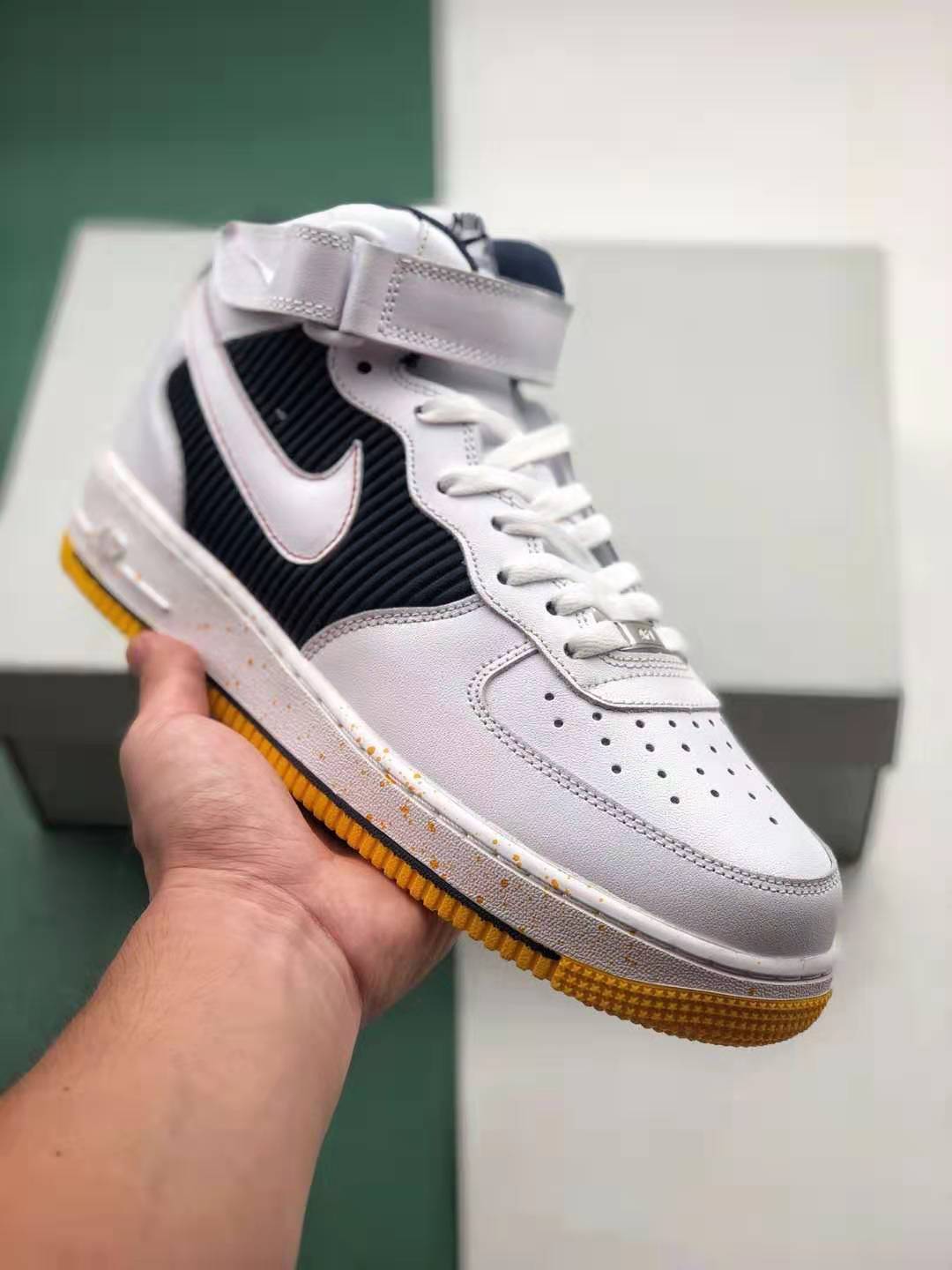 Nike Air Force 1 Mid White Black Yellow 596728-306 - Premium Sneakers for Style & Comfort