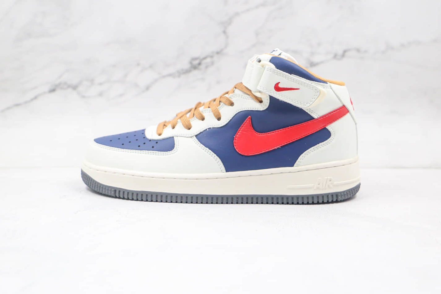 Nike Air Force 1 07 Mid Beige Dark Blue University Red 512745-068 – Classic Style with Vibrant Colors