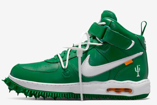 Off-White x Nike Air Force 1 Mid Pine Green/White DR0500-300: Stylish and Versatile Sneakers