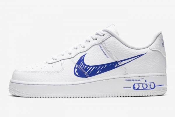 Nike Air Force 1 Low Sketch White Royal CW7581-100 - Classic Low Top Sneakers