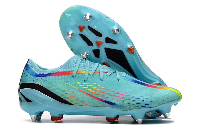 Adidas X Speedportal .1 SG Al Rihla - Clear Aqua Solar Red Power Blue | Fast and Agile Soccer Cleats