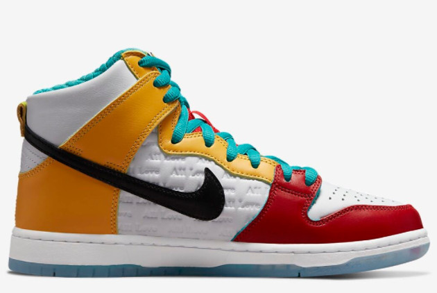 FroSkate x Nike SB Dunk High 'All Love No Hate' White/Metallic Gold-University Red - DH7778-100