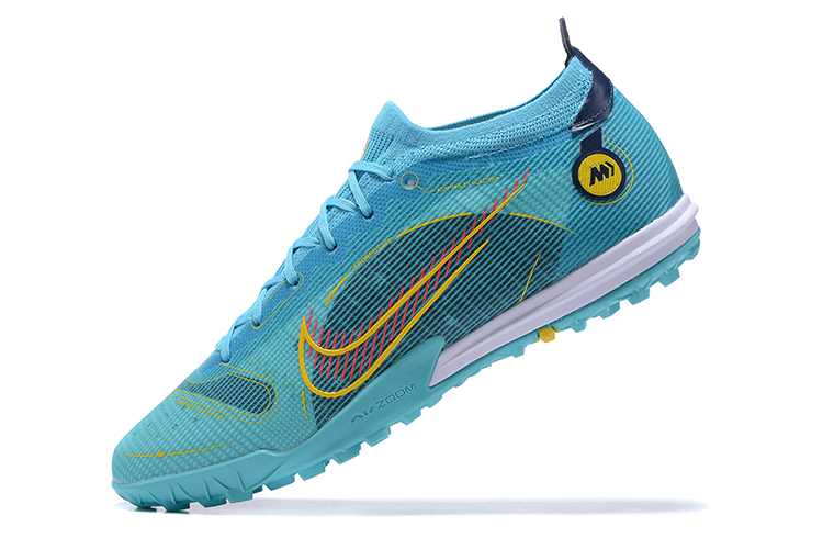 Nike Mercurial Vapor 14 Academy TF Turf Soccer Shoes - Chlorine Blue Laser Orange Marina | Premium Performance for Turf Matches