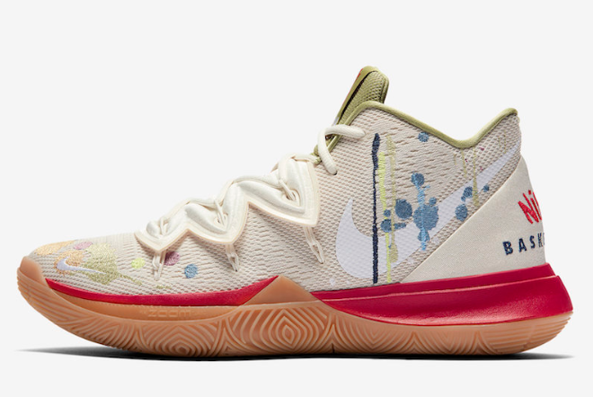 Bandulu x Nike Kyrie 5 Pale Ivory/White CK5836-100 - Unique Collaboration with Handcrafted Aesthetic